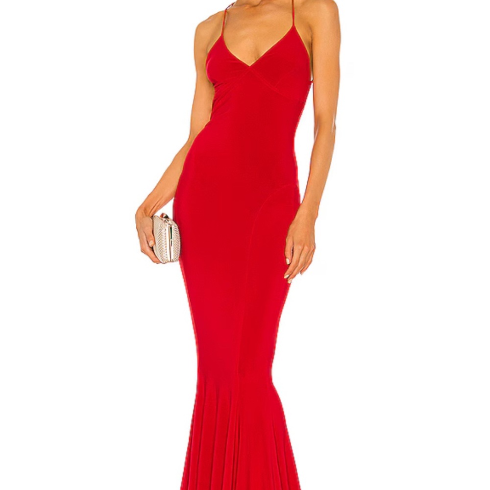 Norma Kamali Low Back Slip Mermaid Fishtail Gown